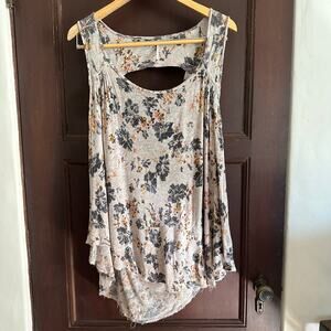 FREE PEOPLE | Floral Drapey Open Back Trapeze Drop Hem Tank | Size Small